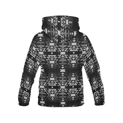 Black Fire Black and Gray All Over Print Hoodie for Women (USA Size) (Model H13) All Over Print Hoodie for Women (H13) e-joyer 