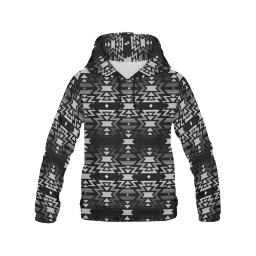 Black Fire Black and Gray All Over Print Hoodie for Women (USA Size) (Model H13) All Over Print Hoodie for Women (H13) e-joyer 