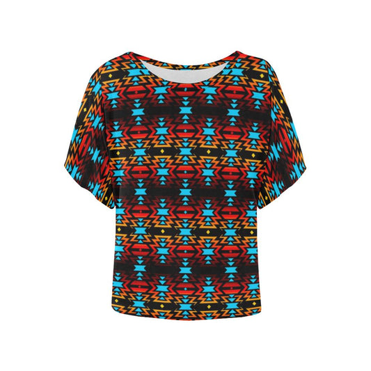 Black Fire Batwing Blouse