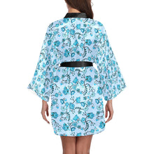 Load image into Gallery viewer, Blue Floral Amour Long Sleeve Kimono Robe Long Sleeve Kimono Robe e-joyer 
