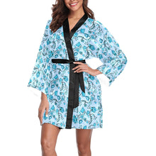 Load image into Gallery viewer, Blue Floral Amour Long Sleeve Kimono Robe Long Sleeve Kimono Robe e-joyer 
