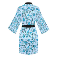 Load image into Gallery viewer, Blue Floral Amour Long Sleeve Kimono Robe Long Sleeve Kimono Robe e-joyer 
