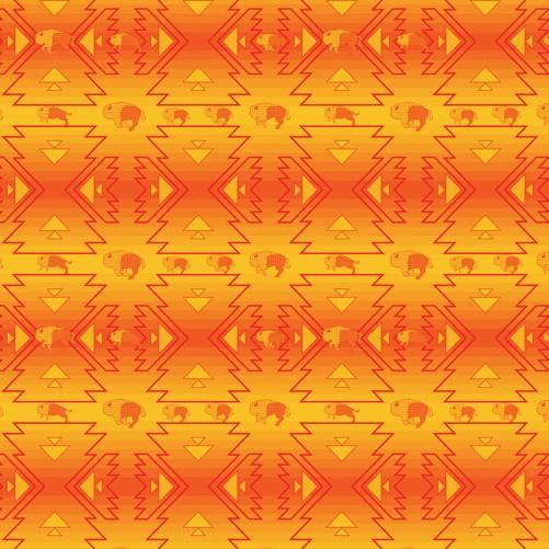 Buffalo Run Orange Cotton Poplin Fabric By the Yard Fabric NBprintex 