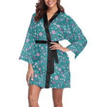 Load image into Gallery viewer, Burgundy Bloom Long Sleeve Kimono Robe Long Sleeve Kimono Robe e-joyer 
