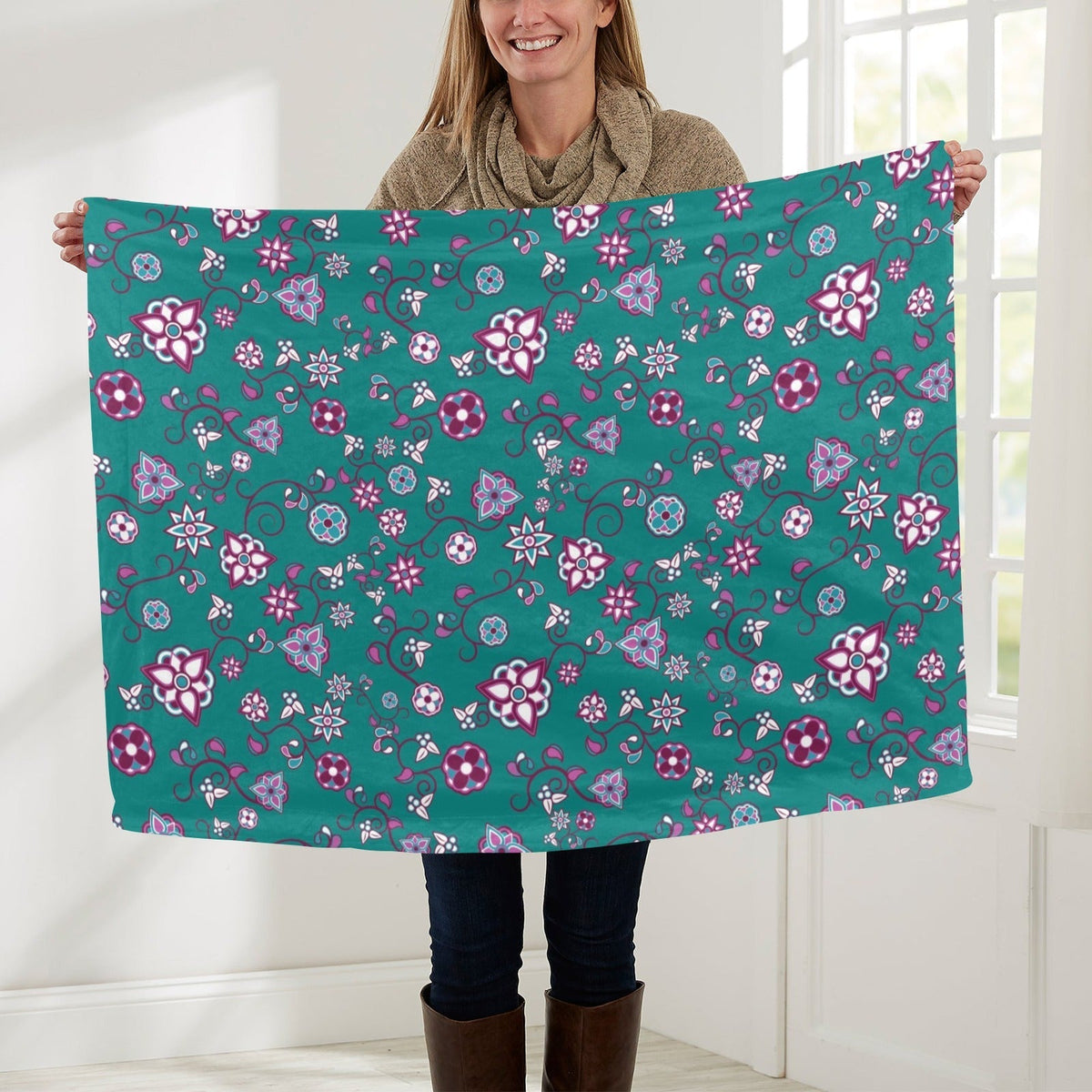 Burgundy Bloom Small Baby Blanket by 49 Dzine