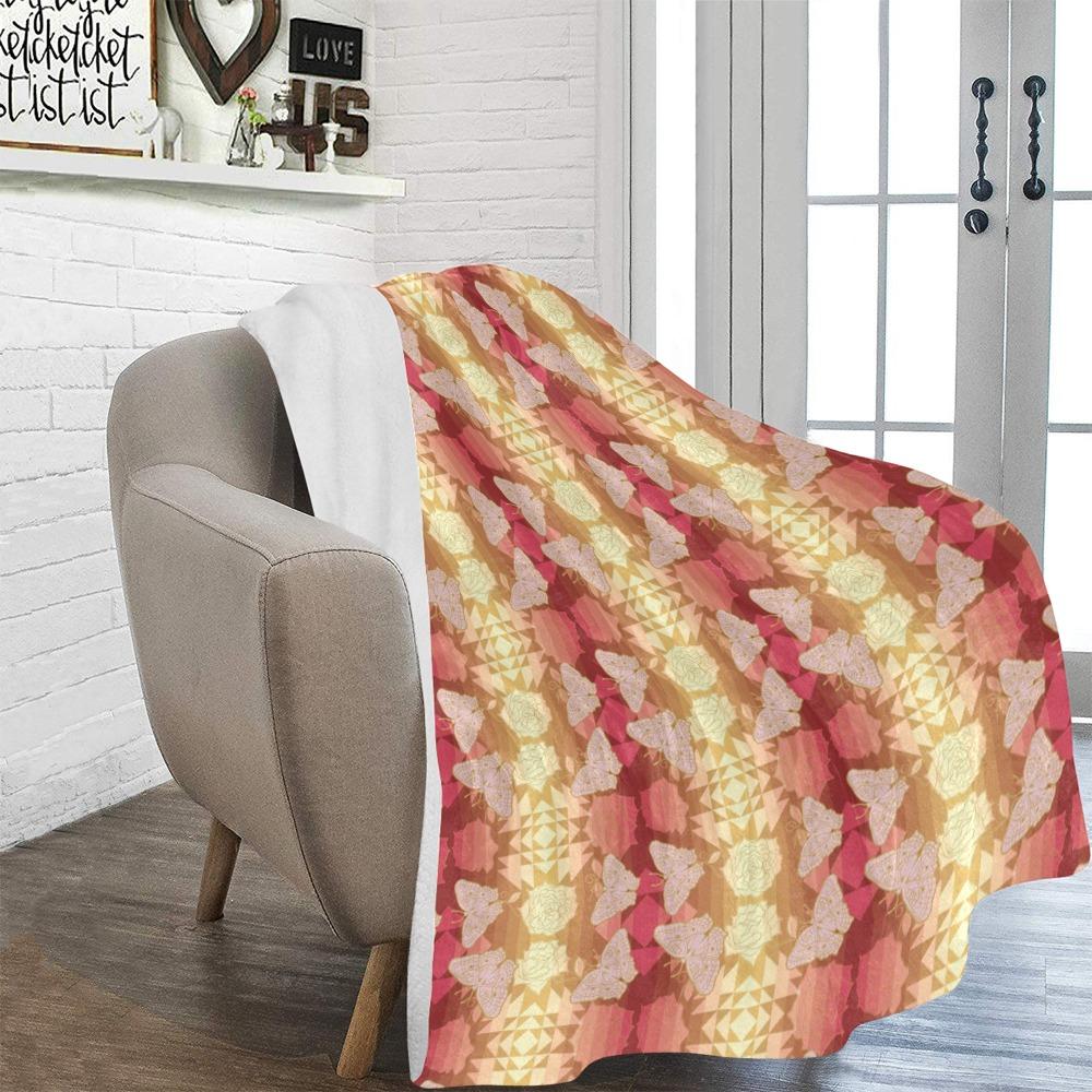 Butterfly and Roses on Geometric Ultra-Soft Micro Fleece Blanket 60"x80" Ultra-Soft Blanket 60''x80'' e-joyer 