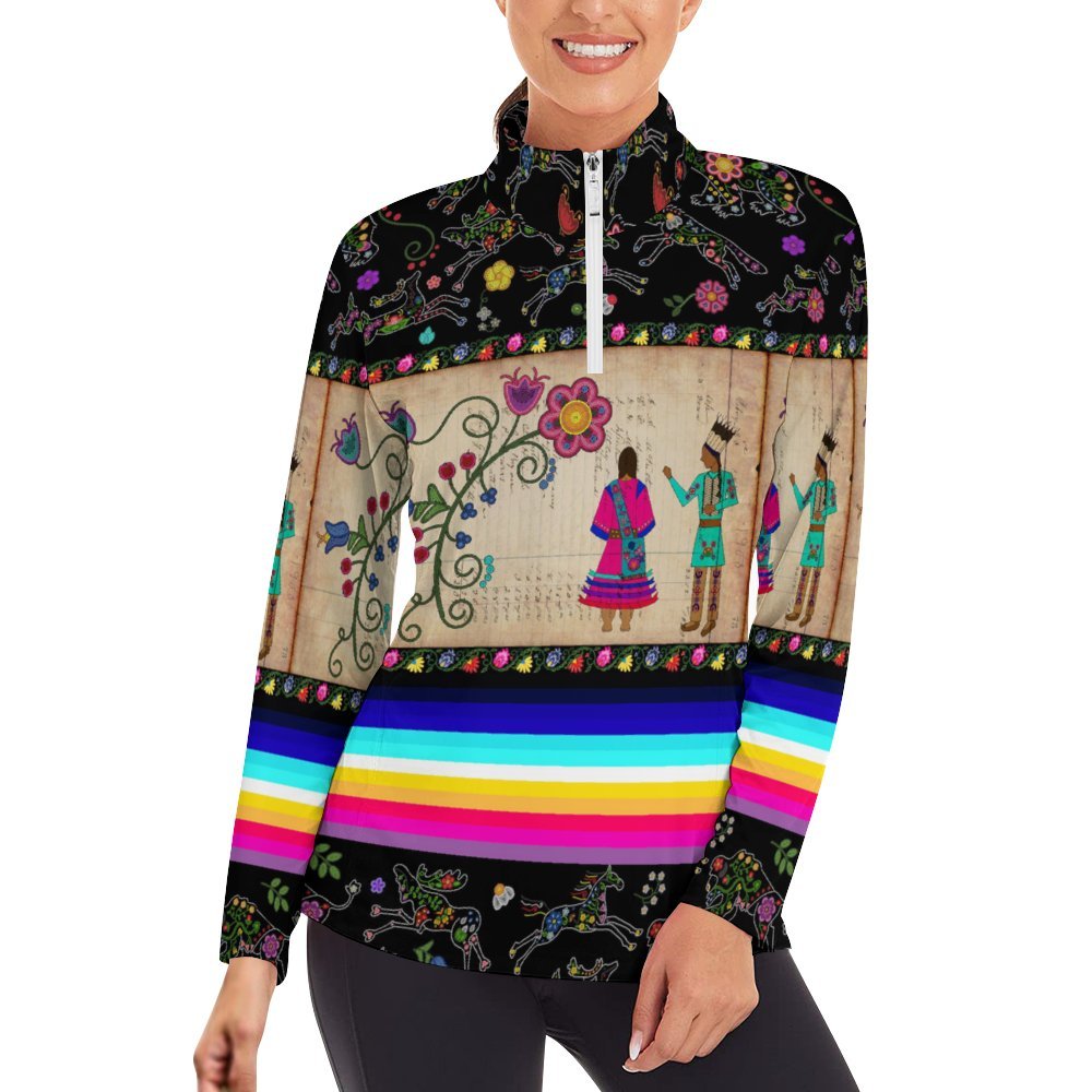 Floral Ledger Sweethearts Long Sleeve Yoga Shirt