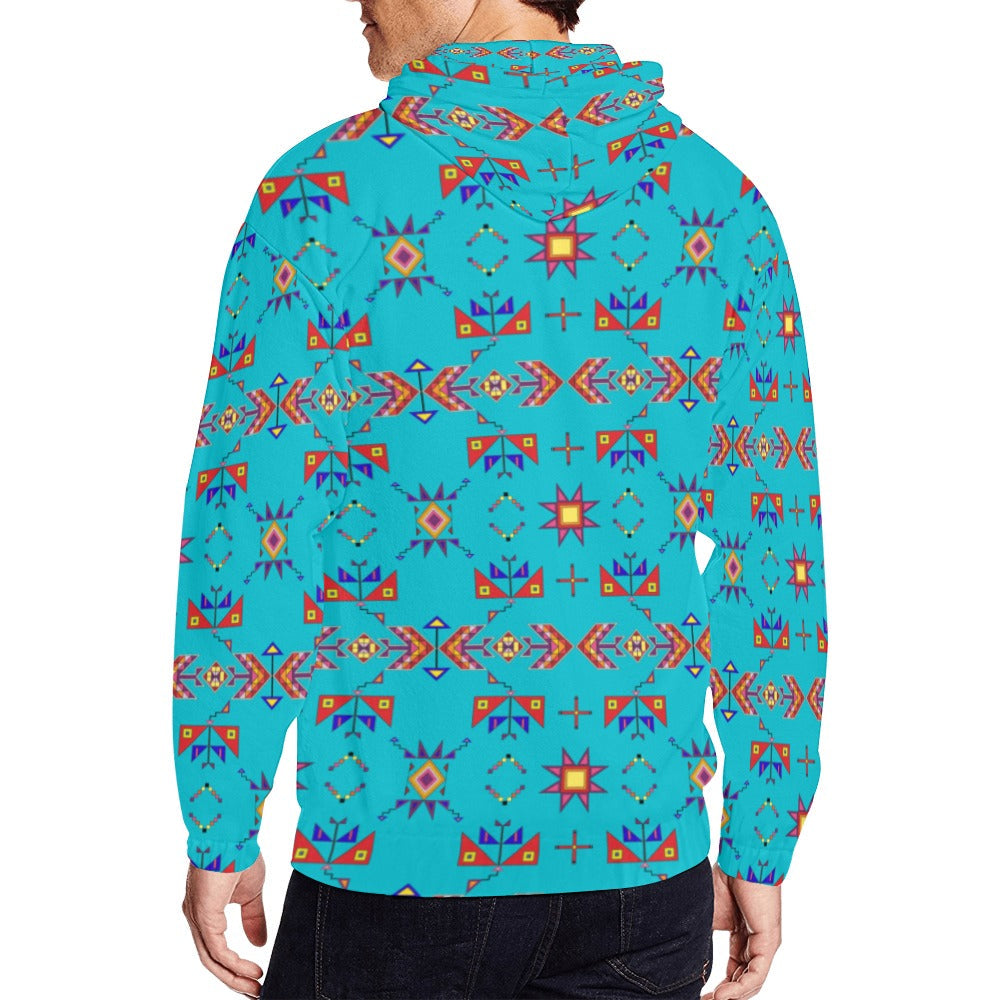 Scattered Generations Turquoise Men's Zipper Hoodie