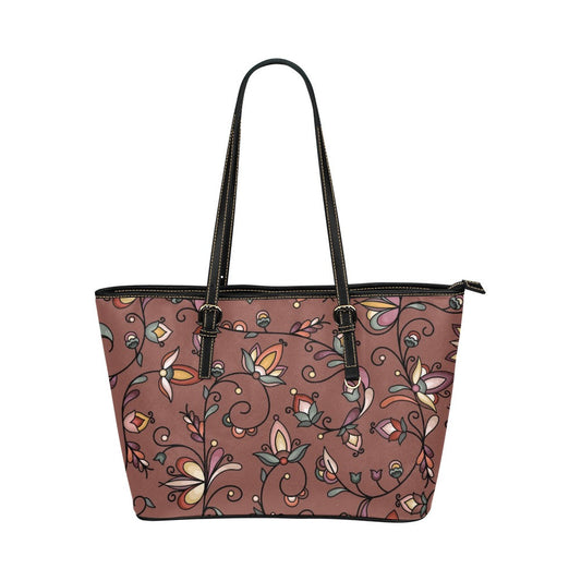 Burnt Sky Petals Brown Leather Tote