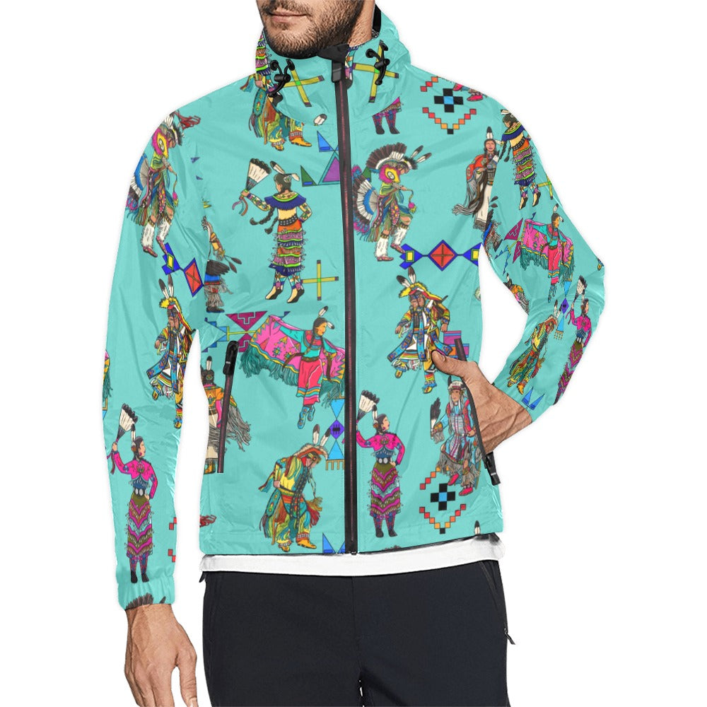 Grand Entry Dancers Eggshell Blue Men's Windbreaker