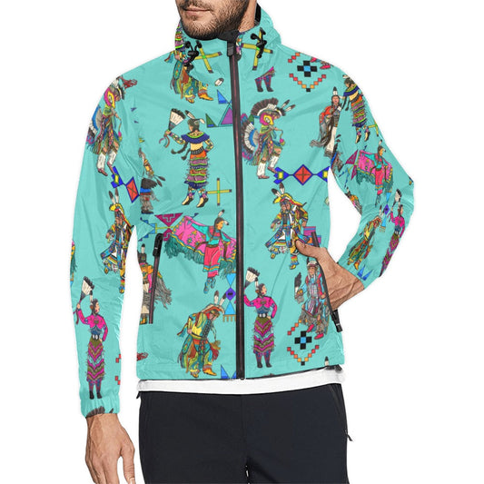Grand Entry Dancers Eggshell Blue Men's Windbreaker