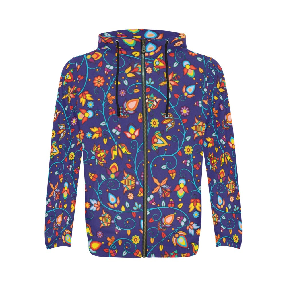 Thorny Path Blue Men's Zipper Hoodie