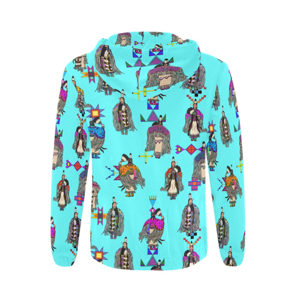 Women's Tradish Dancers Turquoise Men's Zipper Hoodie
