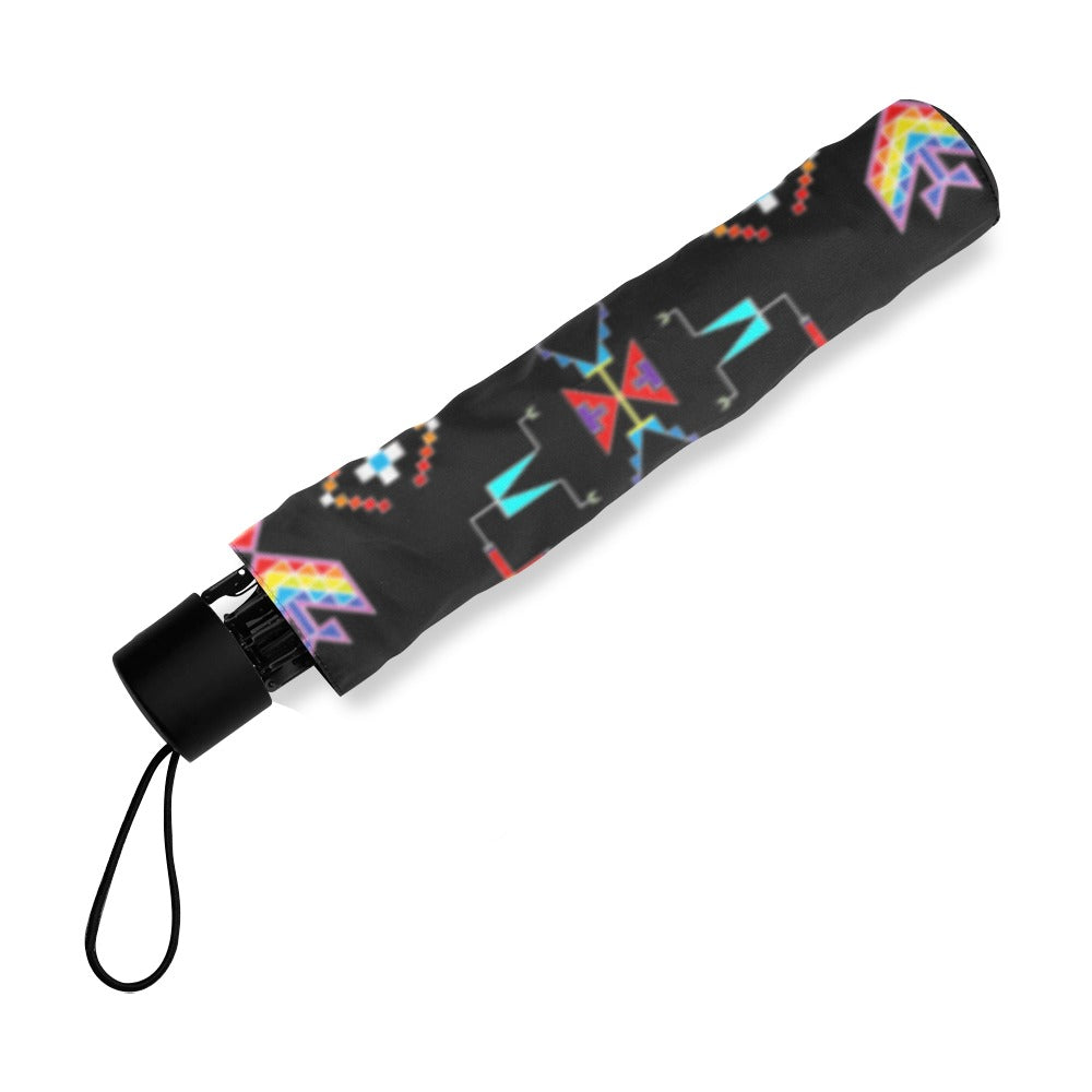 Rainy Chief Rainbow Black Foldable Umbrella