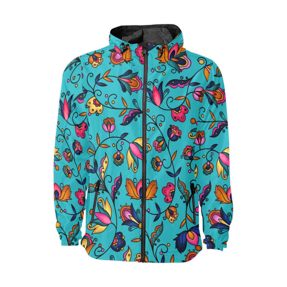 Copper Prairie Petals Turquoise Men's Windbreaker