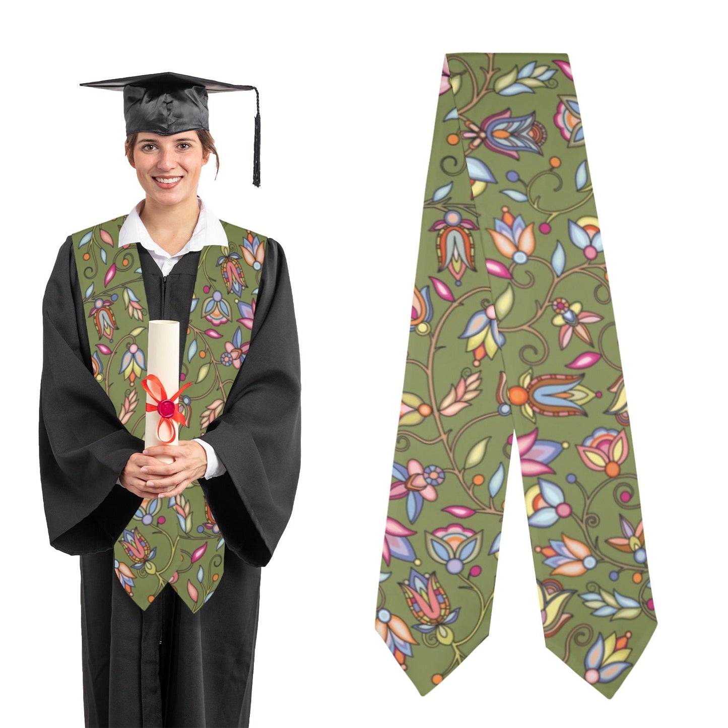 Buffalo Bloom Sage Graduation Stole