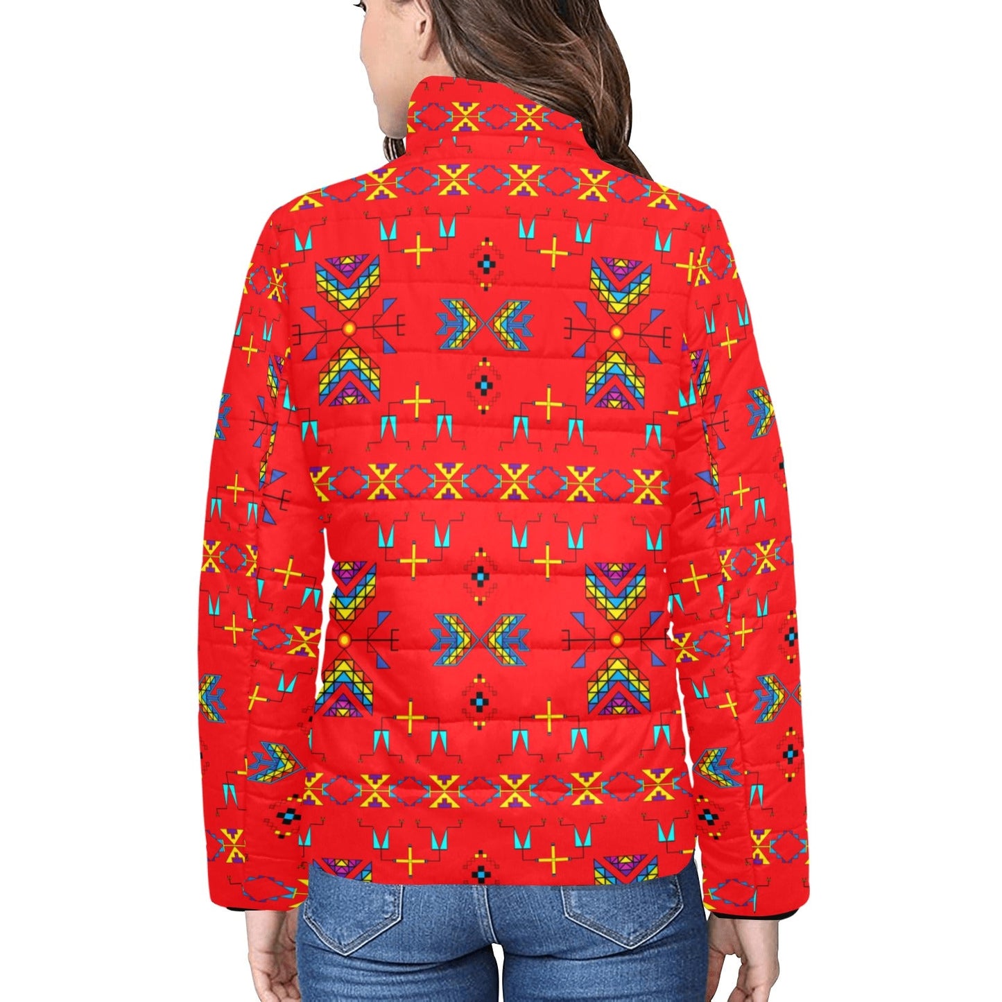 Rainy Chief Rainbow Red Women's Padded Jacket