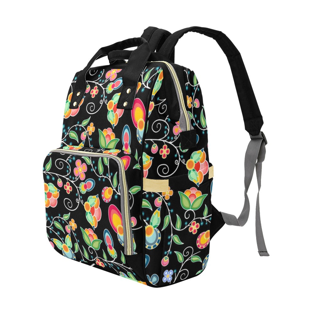 Floral Bounty Black Multi-Function Diaper Backpack