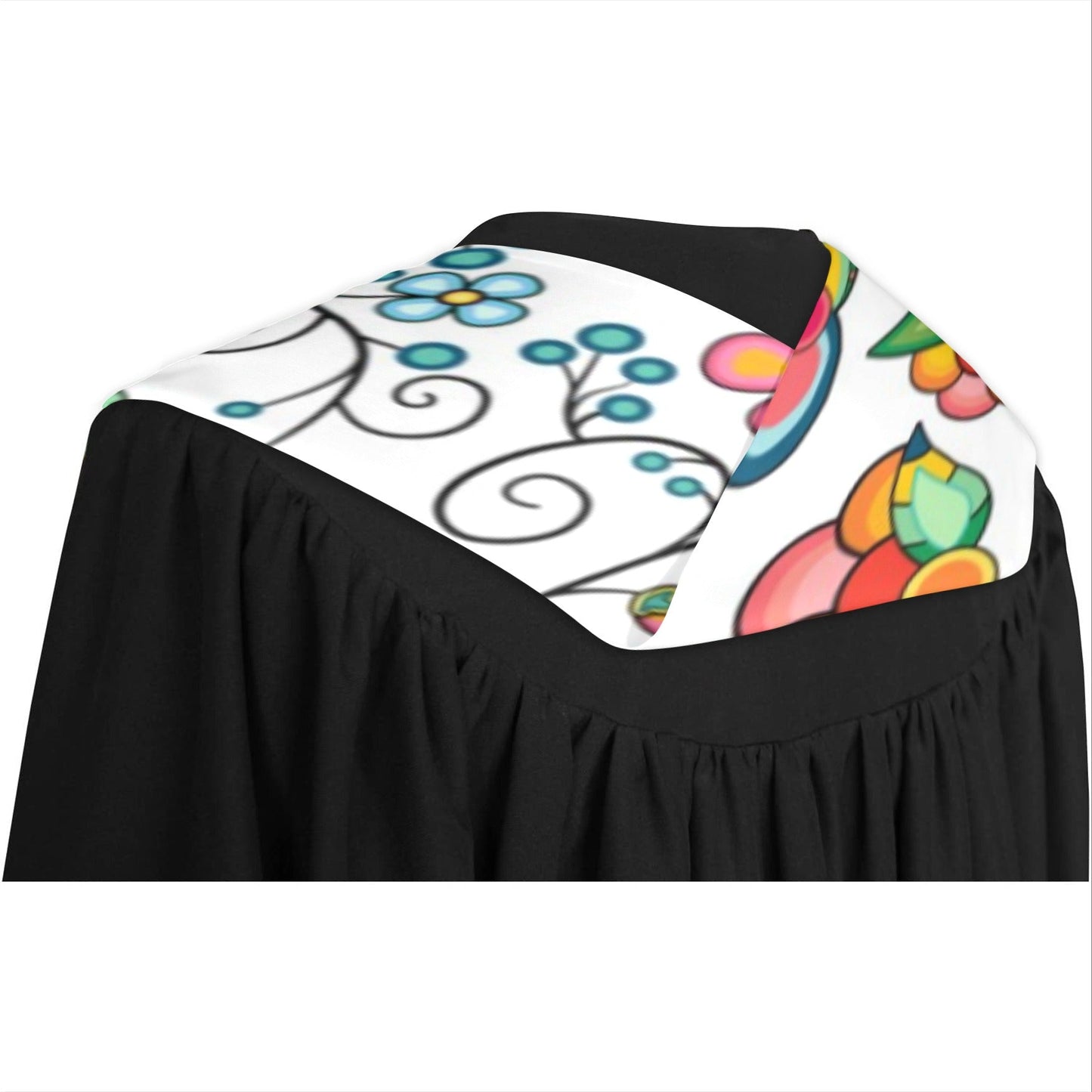 Floral Bounty White Graduation Stole