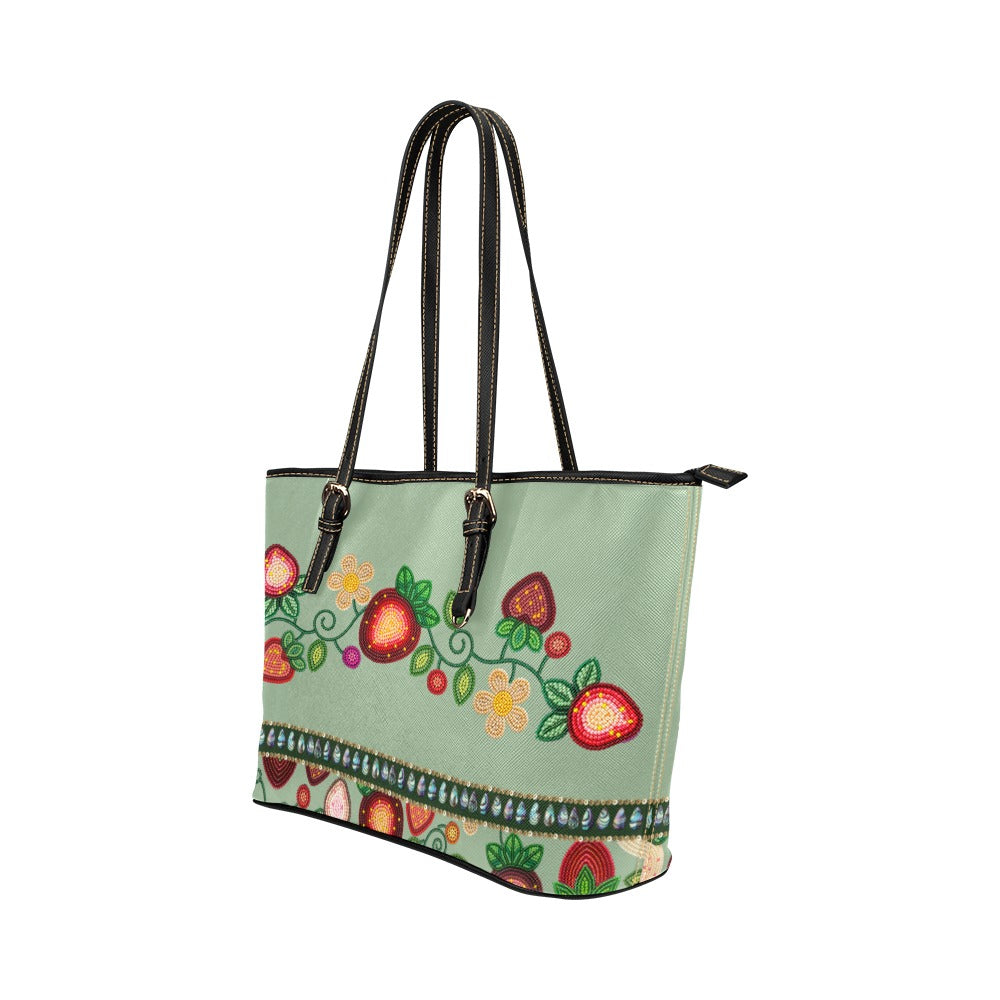 Berry Garden Sage Leather Tote