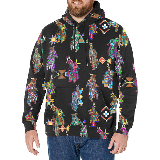 Men's Grass Dancers Black Men's Long Sleeve Fleece Hoodie