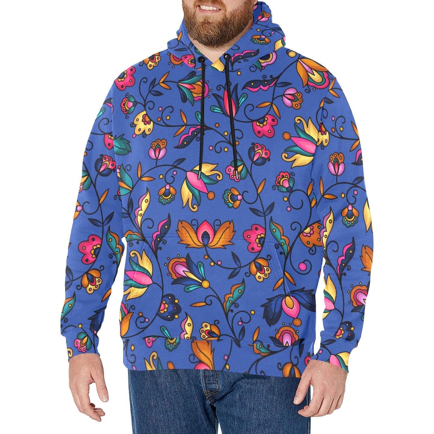 Copper Prairie Petals Blue Fleece Hoodie