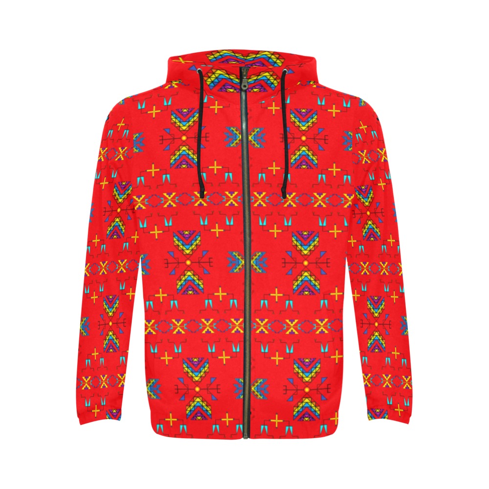 Rainy Chief Rainbow Red Men's Zipper Hoodie