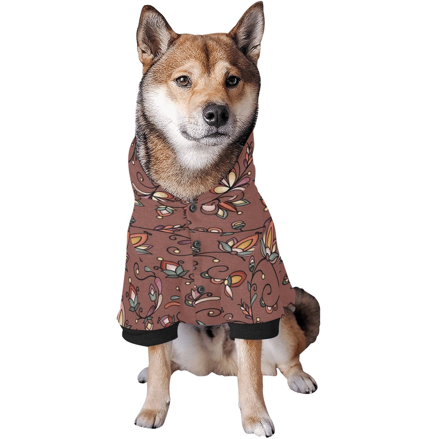 Burnt Sky Petals Brown Pet Dog Hoodie