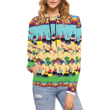 Load image into Gallery viewer, Horses and Buffalo Ledger White Hoodie for Women
