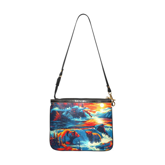 Fishing Bears 2 Small Shoulder Bag