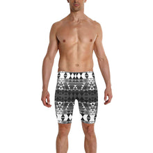 Load image into Gallery viewer, Writing on Stone Black and White Men&#39;s Knee Length Swimming Trunks
