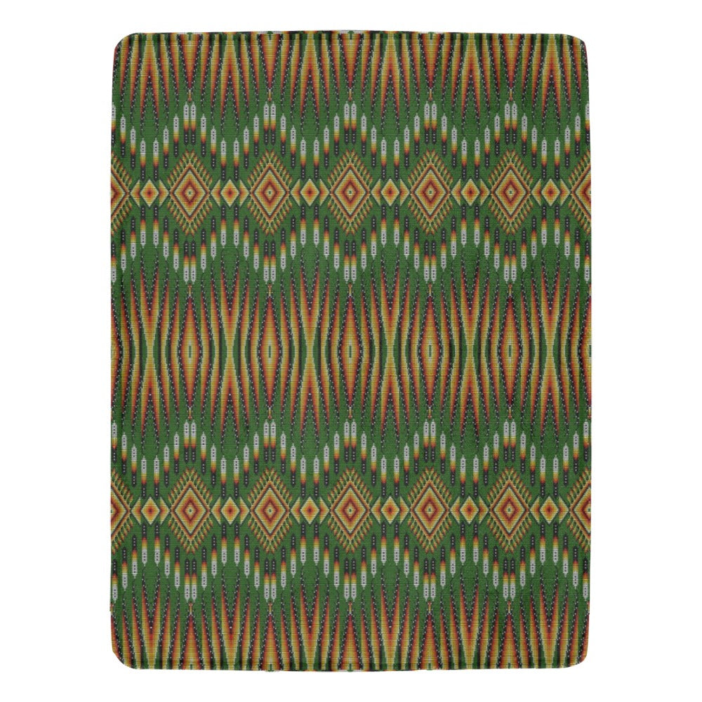 Fire Feather Green X-Large Micro Fleece Blanket
