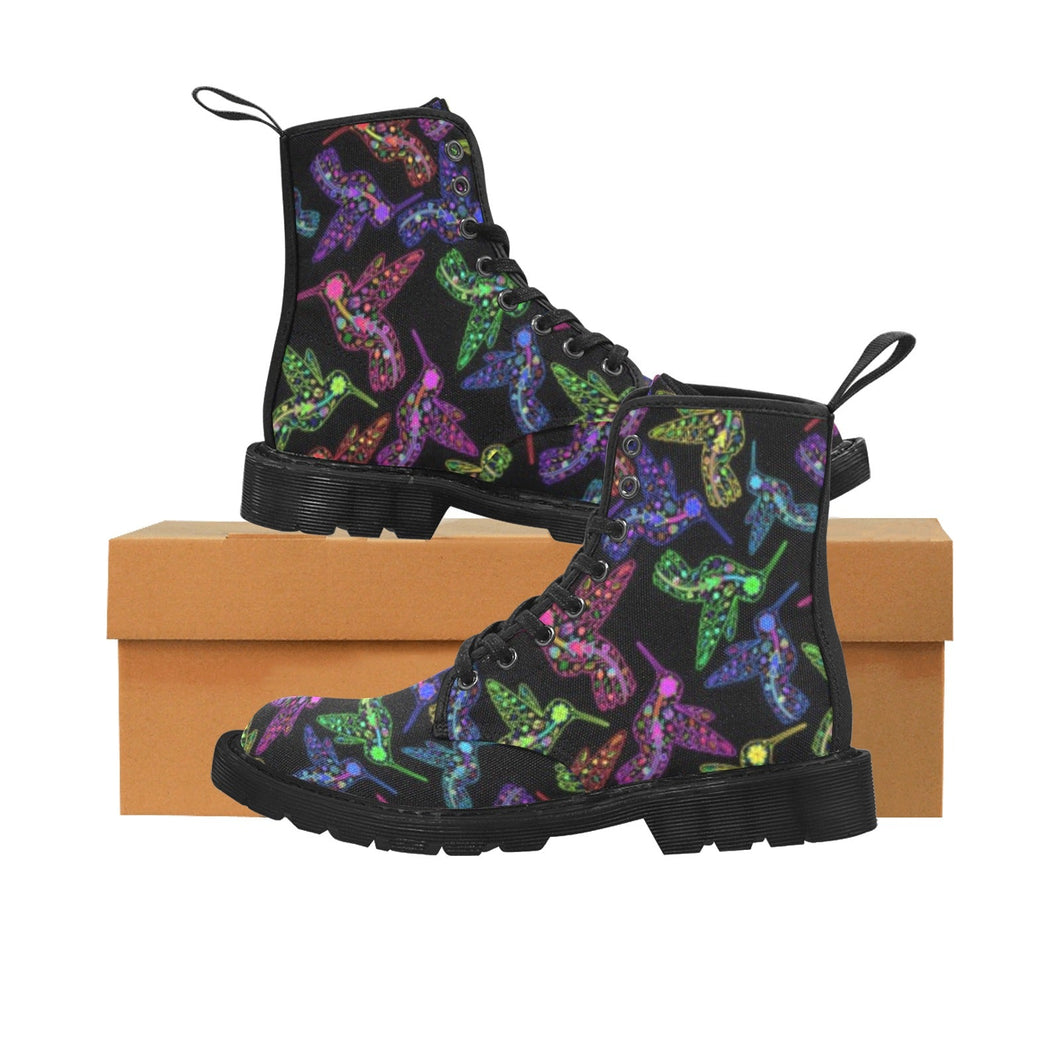 Neon Floral Hummingbirds Boots