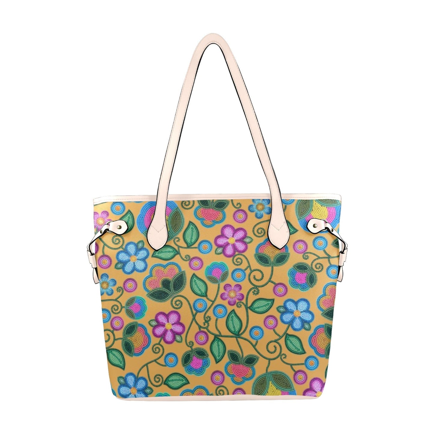 Turquoise Sunbeam Yellow Clover Canvas Tote