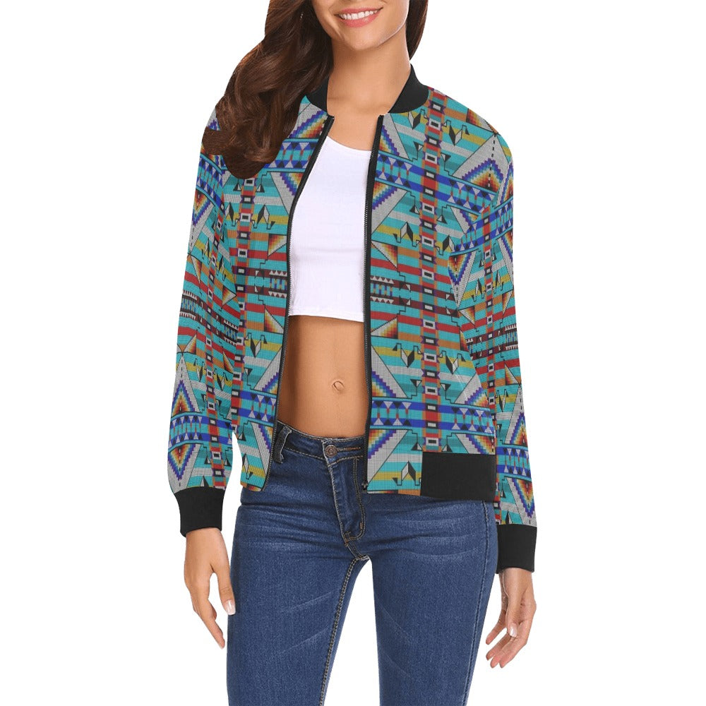 Medicine Blessing Turquoise Bomber Jacket for Women