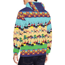 Load image into Gallery viewer, Horses and Buffalo Ledger Blue Hoodie for Men
