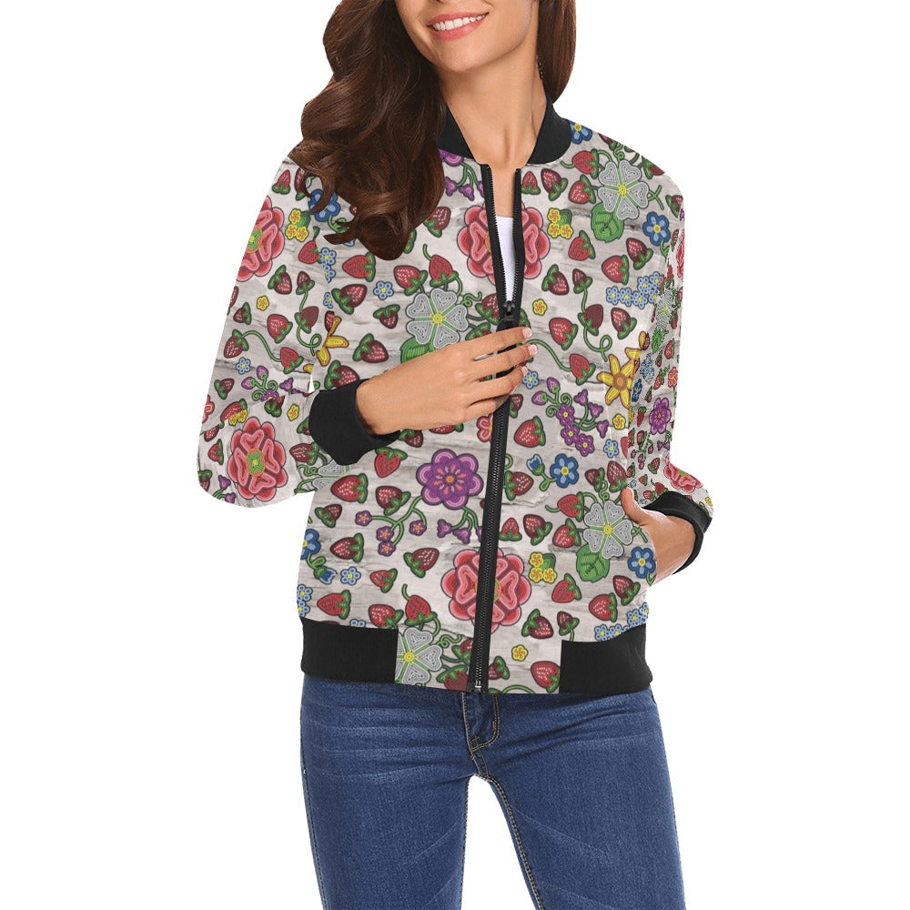 Berry Pop Bright Birch Bomber Jacket for Women