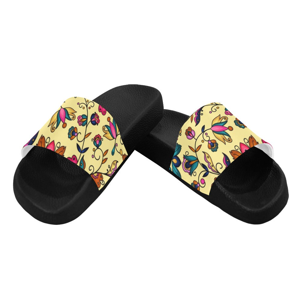 Copper Prairie Petals Yellow Slide Sandals