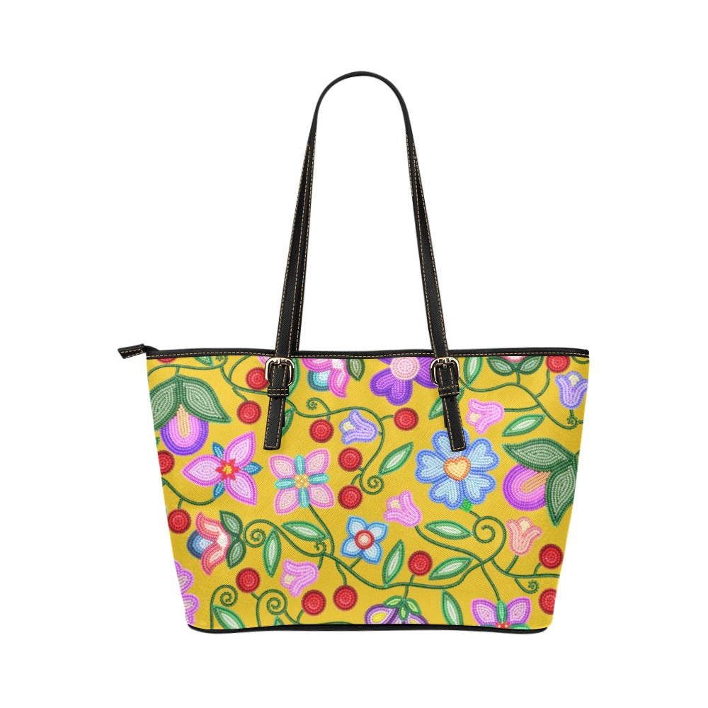 Petal Harmony Ochre Leather Tote