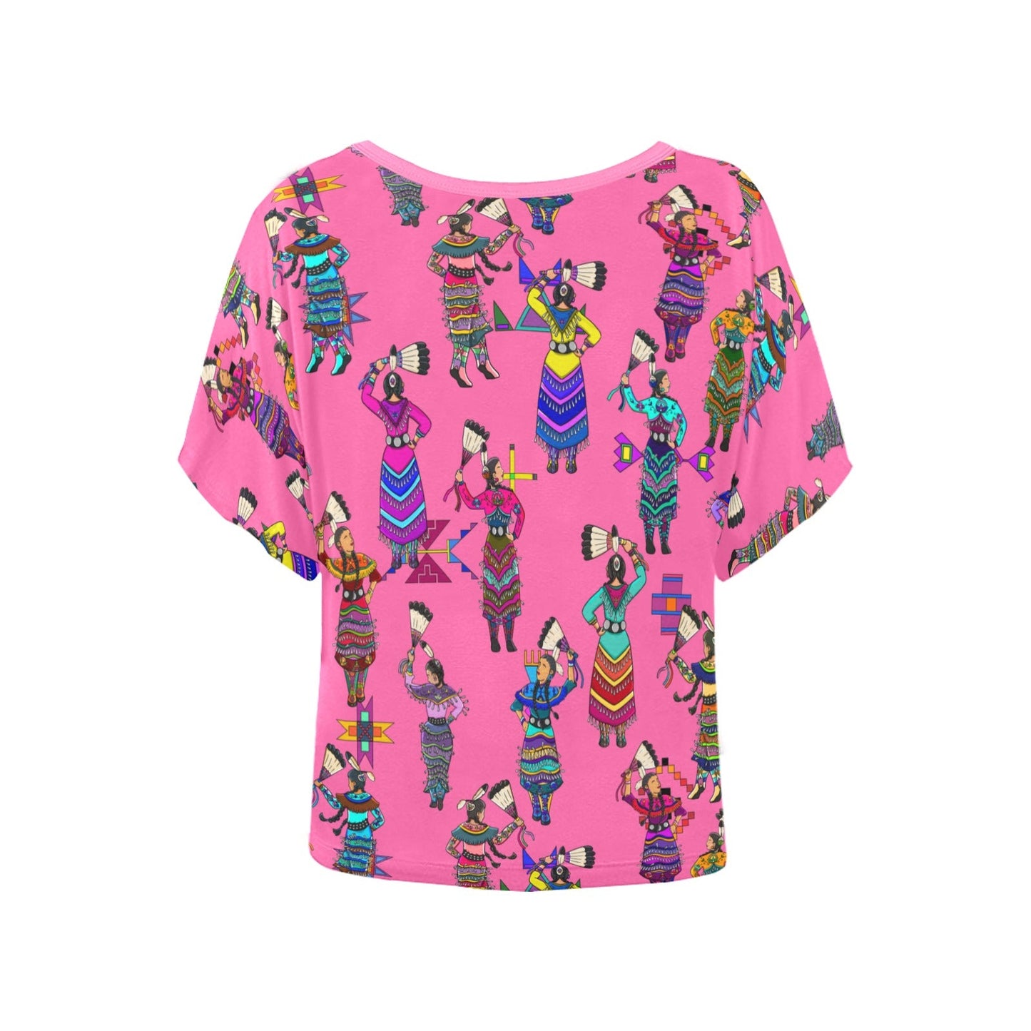 Women's Jingle Dancers Pink Women's Batwing-Sleeved Blouse T shirt
