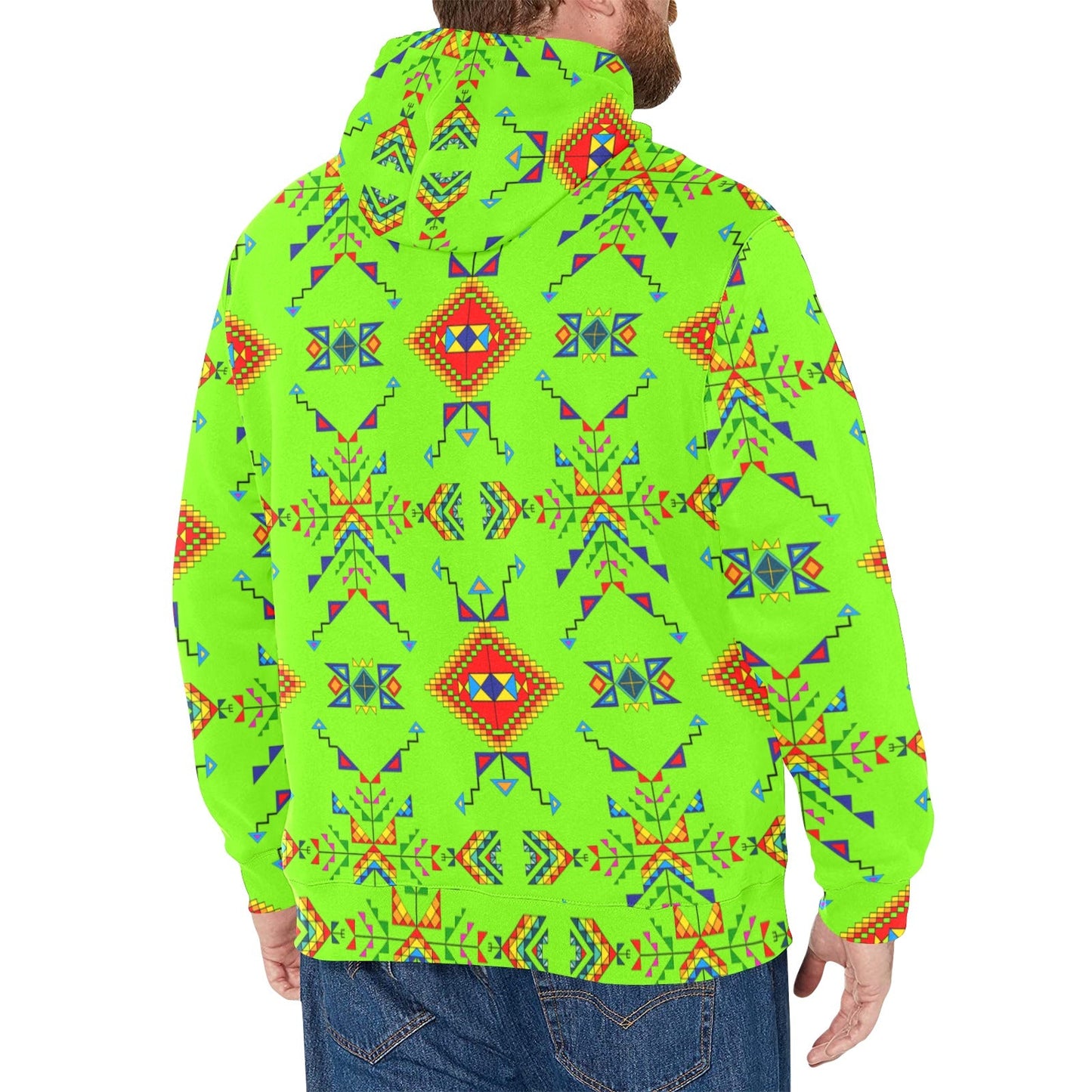 Buffalo Jump Neon Green Men's Long Sleeve Fleece Hoodie