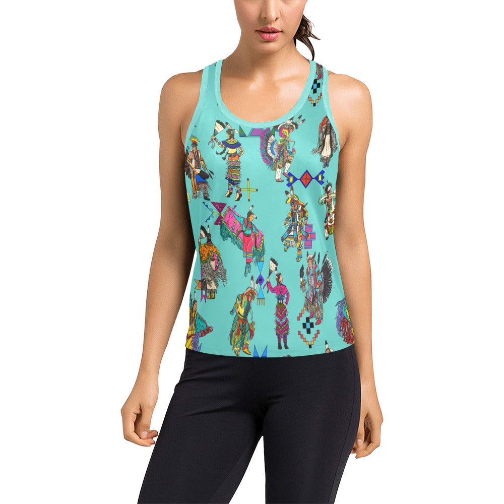 Grand Entry Dancers Eggshell Blue Women's Racerback Tank Top
