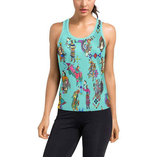 Grand Entry Dancers Eggshell Blue Women's Racerback Tank Top