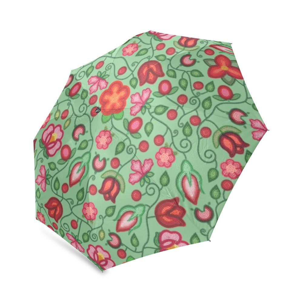 Rose Reverie Green Foldable Umbrella
