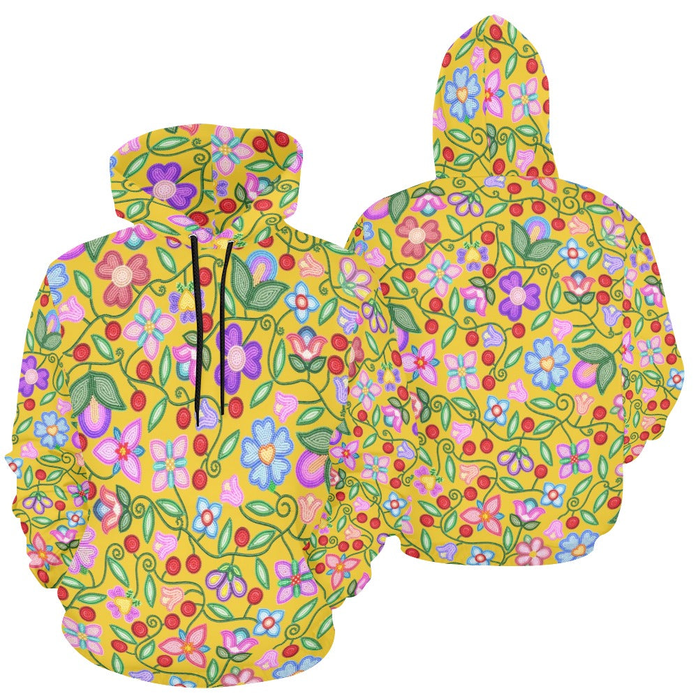Petal Harmony Ochre Hoodie for Women