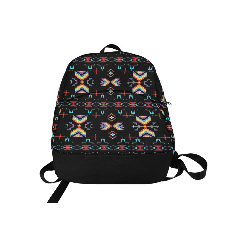 Rainy Chief Rainbow Black Fabric Backpack for Adult