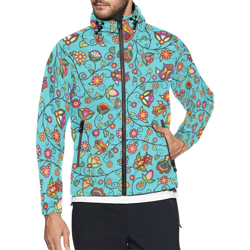 Heartbeat Petals Turquoise Men's Windbreaker