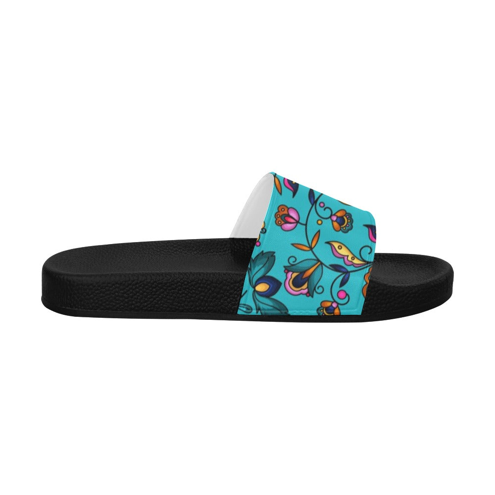 Copper Prairie Petals Turquoise Slide Sandals