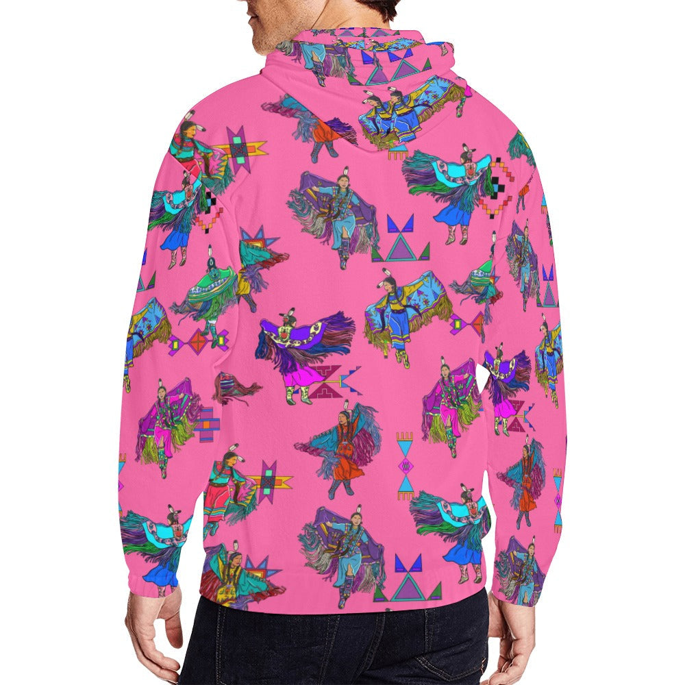 Women's Fancy Dancers Pink Men's Zipper Hoodie