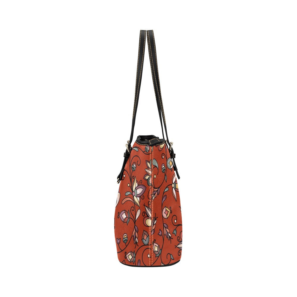 Burnt Sky Petals Red Leather Tote